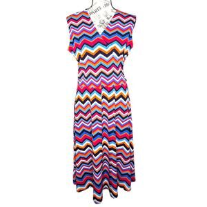 Leota (M) Finnley Jersey Faux Wrap Dress - Stitch Fix Chevron Multi Colored